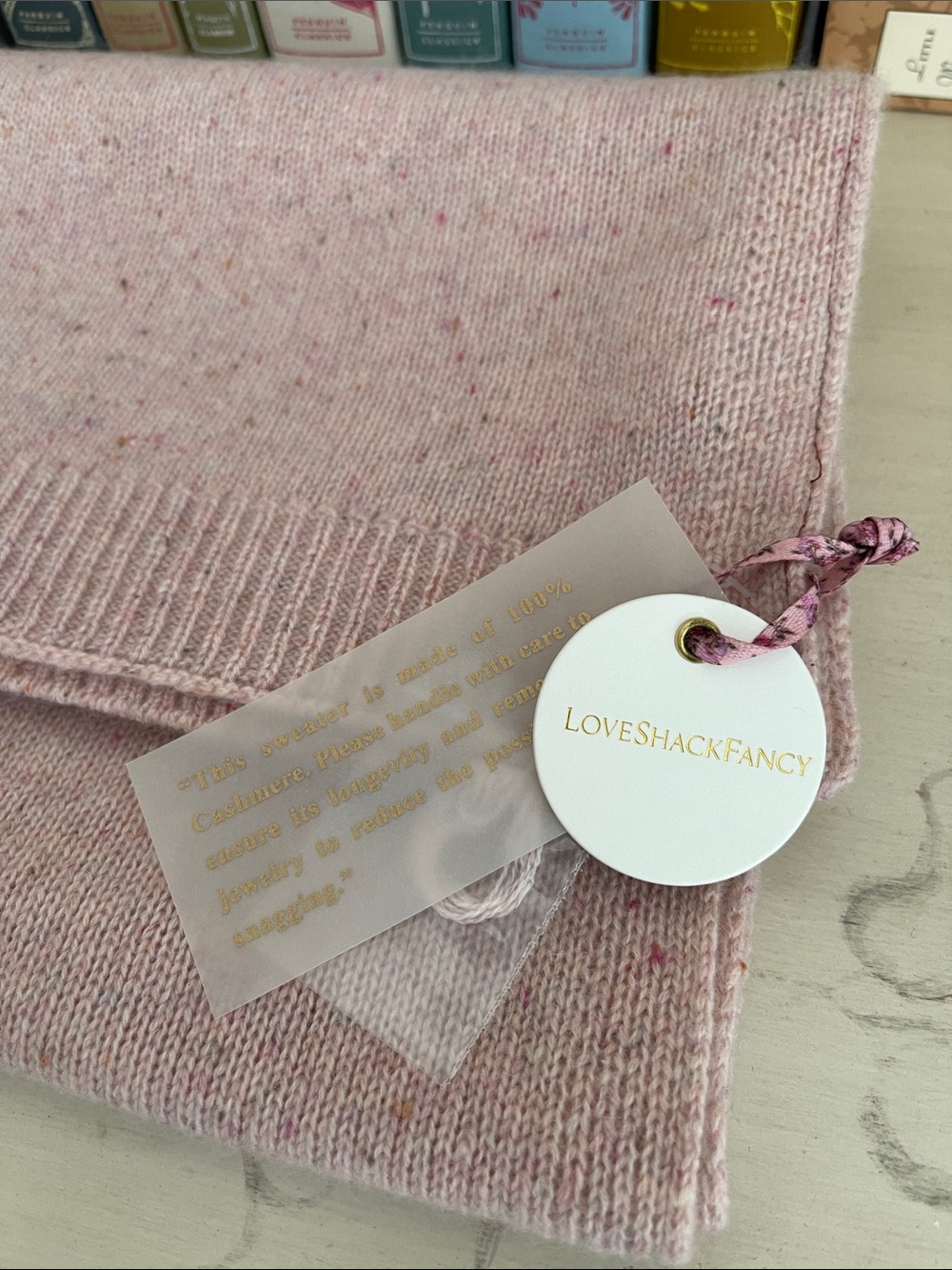 LoveShackFancy Speckled Pink Cashmere Scarf